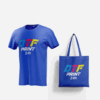 T-shirt e shopper blu personalizzate con logo DTF Print 24h tramite stampa DTF