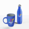 Tazza e borraccia blu personalizzate con logo DTF Print 24h tramite stampa DTF UV